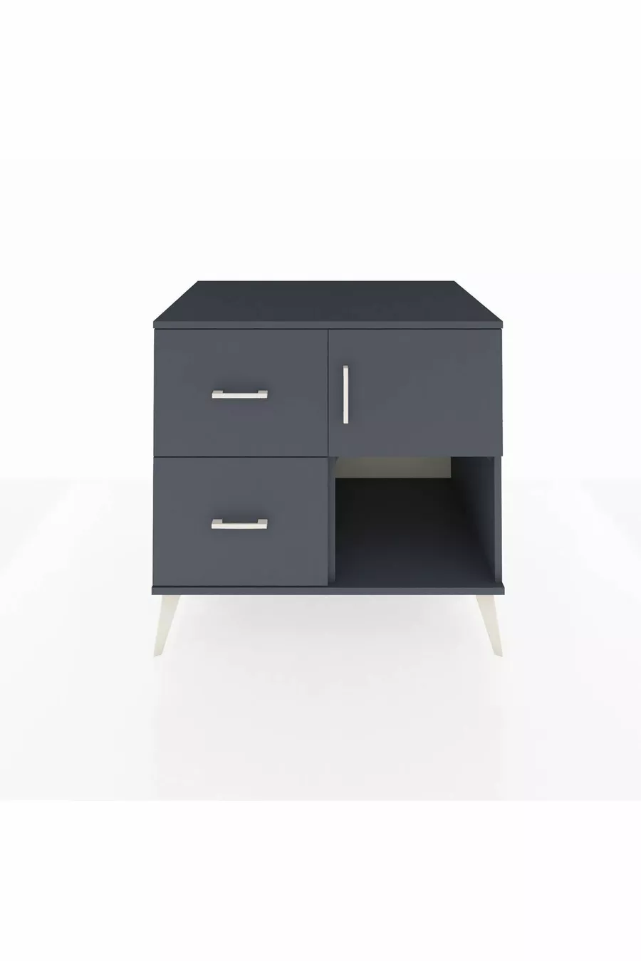 Commode Kronos à une étagère, 2 tiroirs et une porte, Anthracite-Anthracite