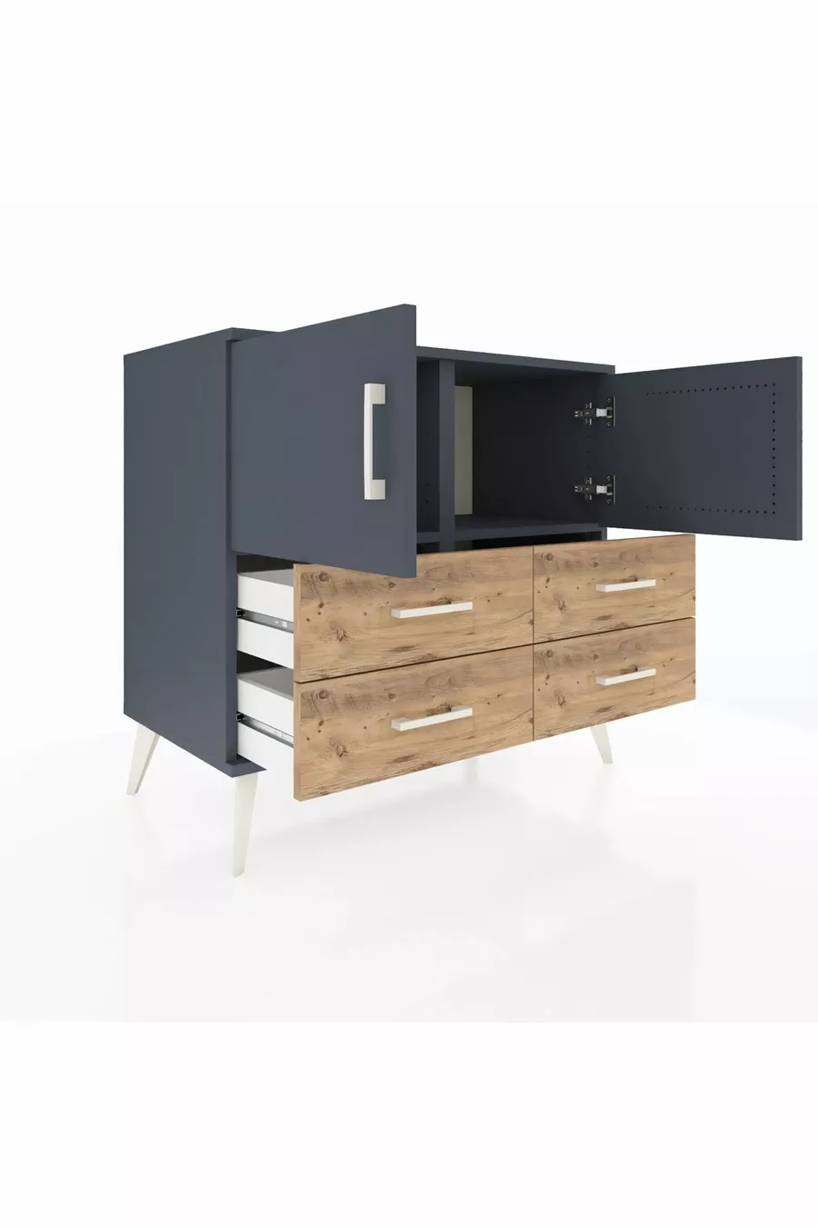 Hyperion Dressoir 2 Planken 4 Lades 2 Deuren Antraciet-Antraciet/Den