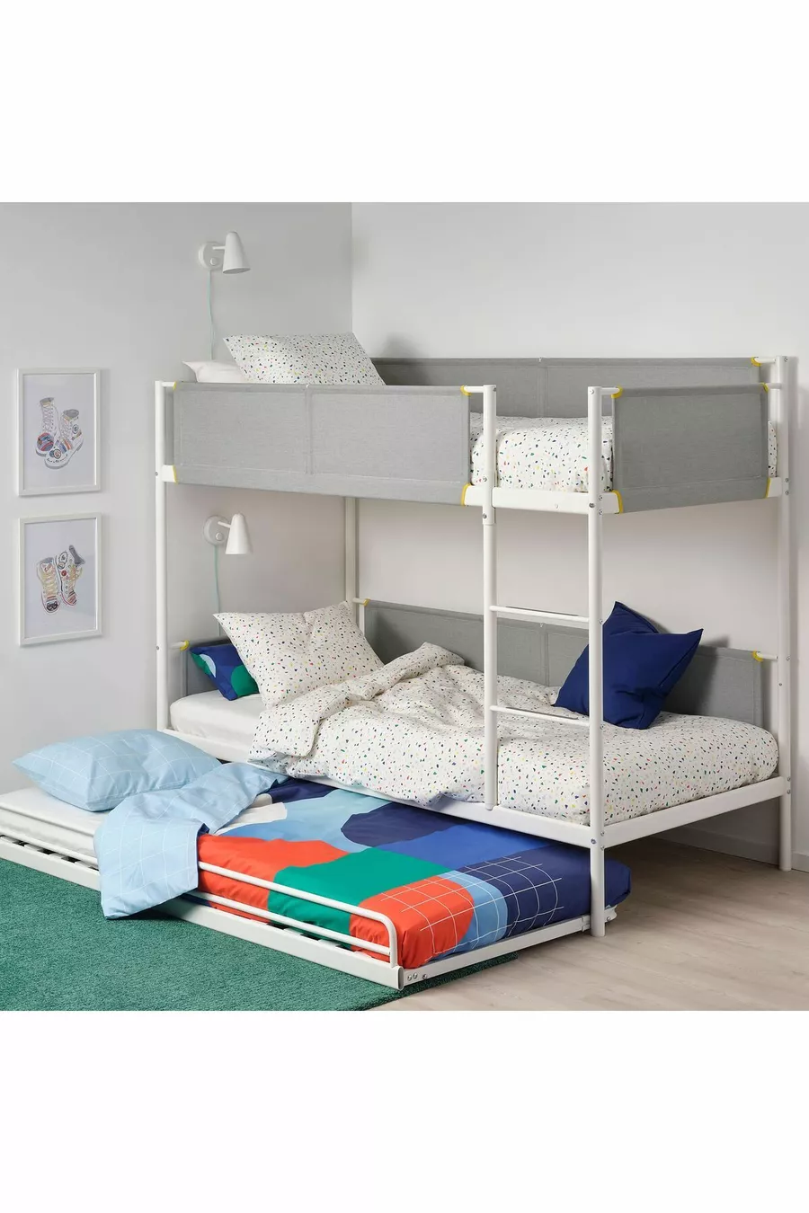 lit superposé, blanc-gris clair, cm, avec base