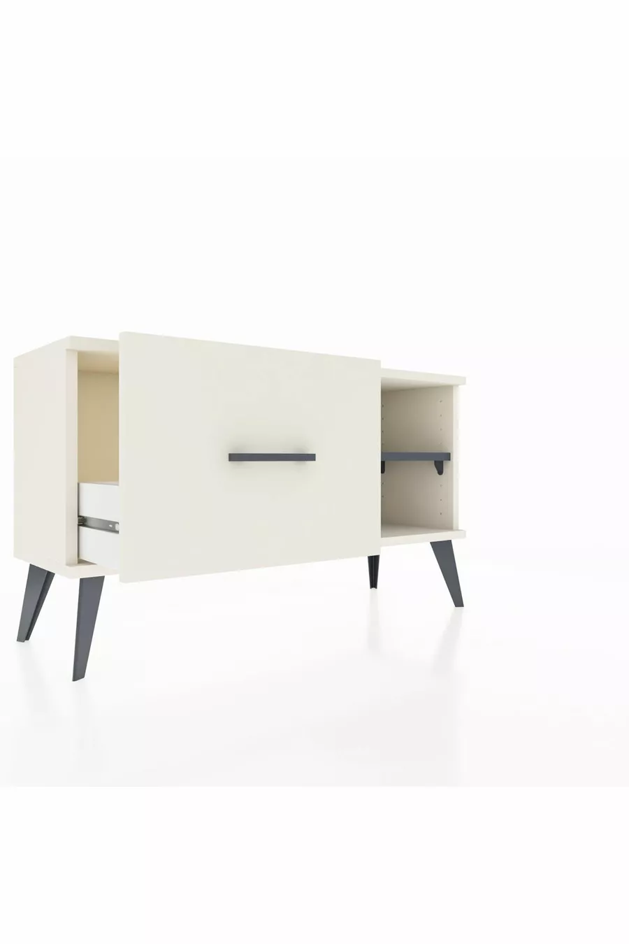 Comò Arges con un Ripiano e un Cassetto Pietra di Luna-Antracite/Pietra di Luna
