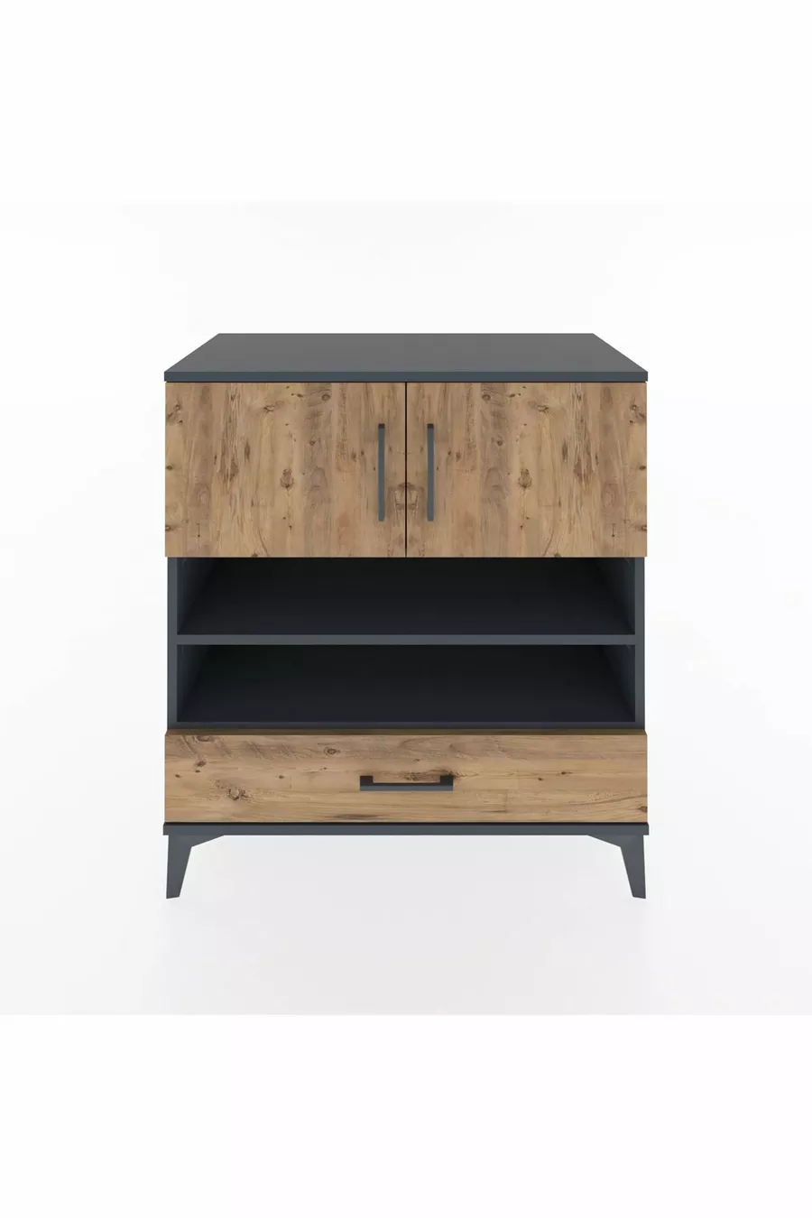 Hyperion Dresser 4 Shelves Single Drawer 2 Doors Anthracite-Pine