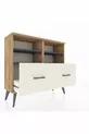 Commode Arges 4 étagères 2 tiroirs Pin-Anthracite/Gris pierre