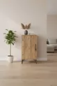 Table de chevet Aura à 2 étagères et 1 porte en pin-Pin | Table de chevet sur pieds hauts