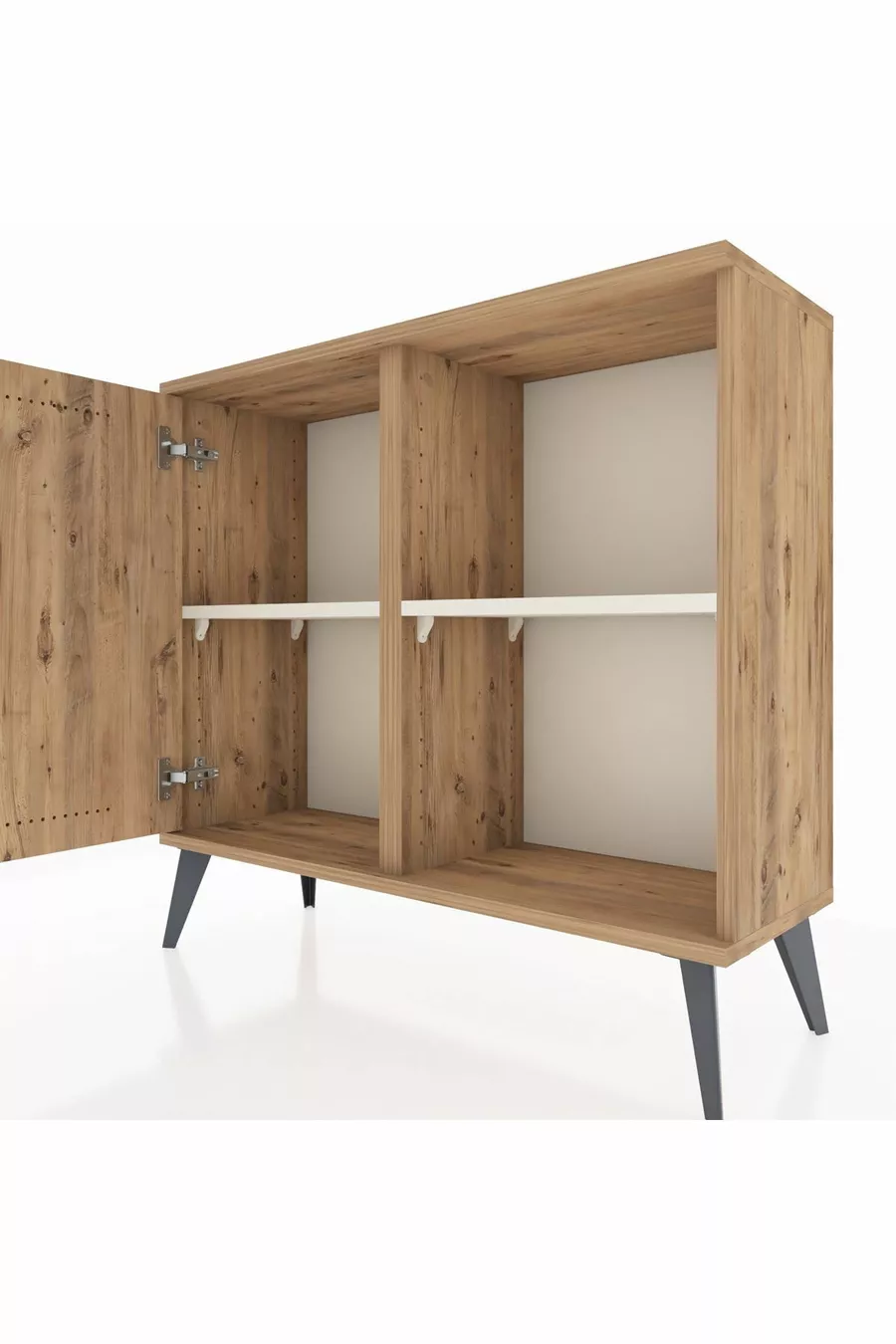 Commode Arges à 2 étagères avec une porte en pin-pin / pierre de lune