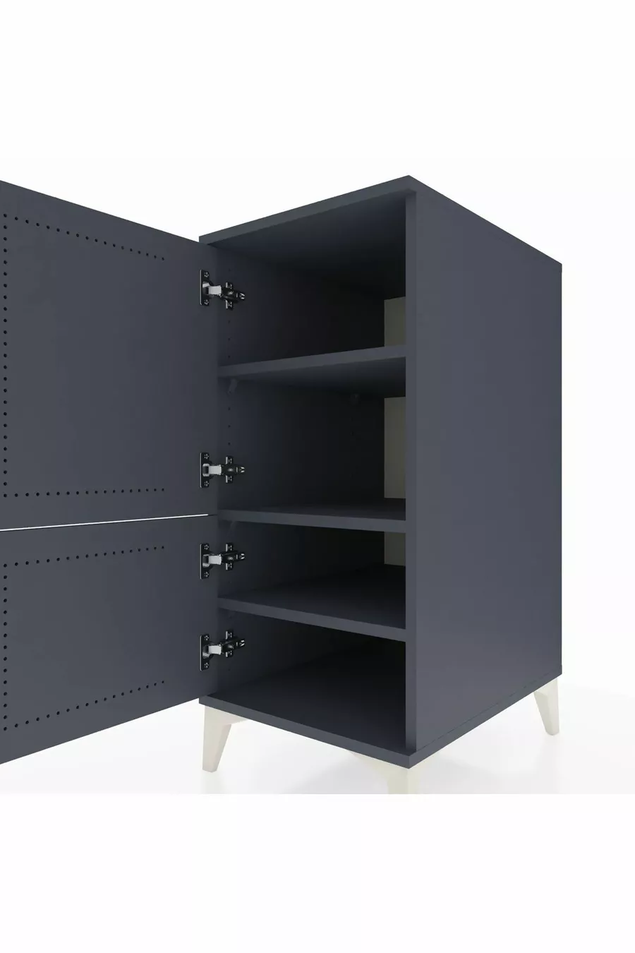 Chevet Kronos à 3 étagères et 2 portes Anthracite-Anthracite