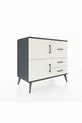 Commode Hyperion à une étagère, 3 tiroirs et 2 portes, Anthracite-Pierres de lune