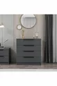 -chiffonnier Kale 4 tiroirs - Anthracite avec motifs rayés en membrane