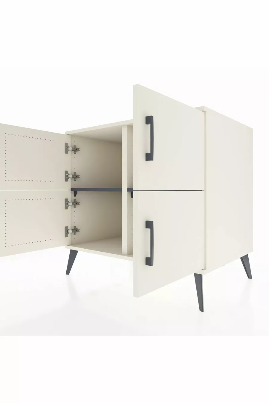 Commode Kronos 2 étagères 4 portes Pierre de lune-Pierre de lune/Anthracite