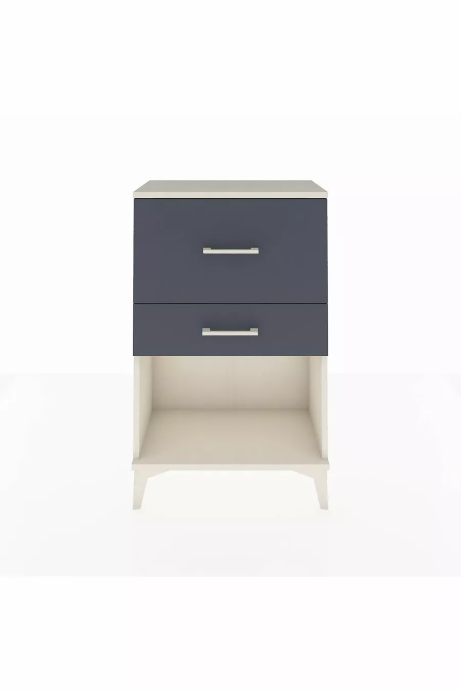 Comodino Arges a 2 Cassetti Azzurro-Antracite