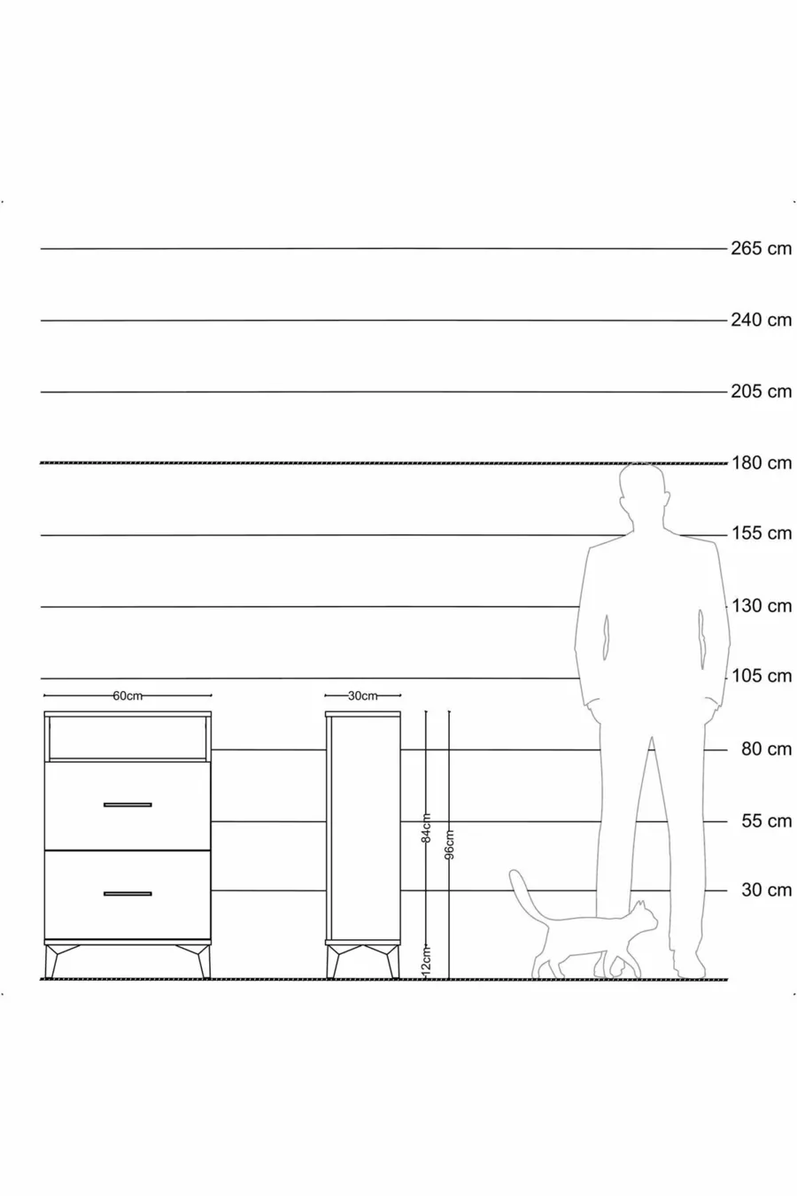 Argeş Commode met één plank en 2 lades Antraciet-Leisteen