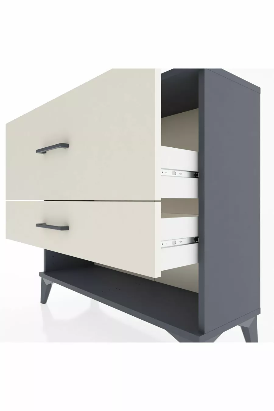 Commode Arges à 2 tiroirs Anthracite-Pierre de lune