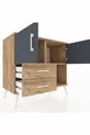 Commode Hyperion avec 2 étagères, 2 tiroirs, 2 portes, pin-anthracite/pin