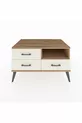 Commode Kronos à une étagère et trois tiroirs Pin-Pin/Marbre blanc