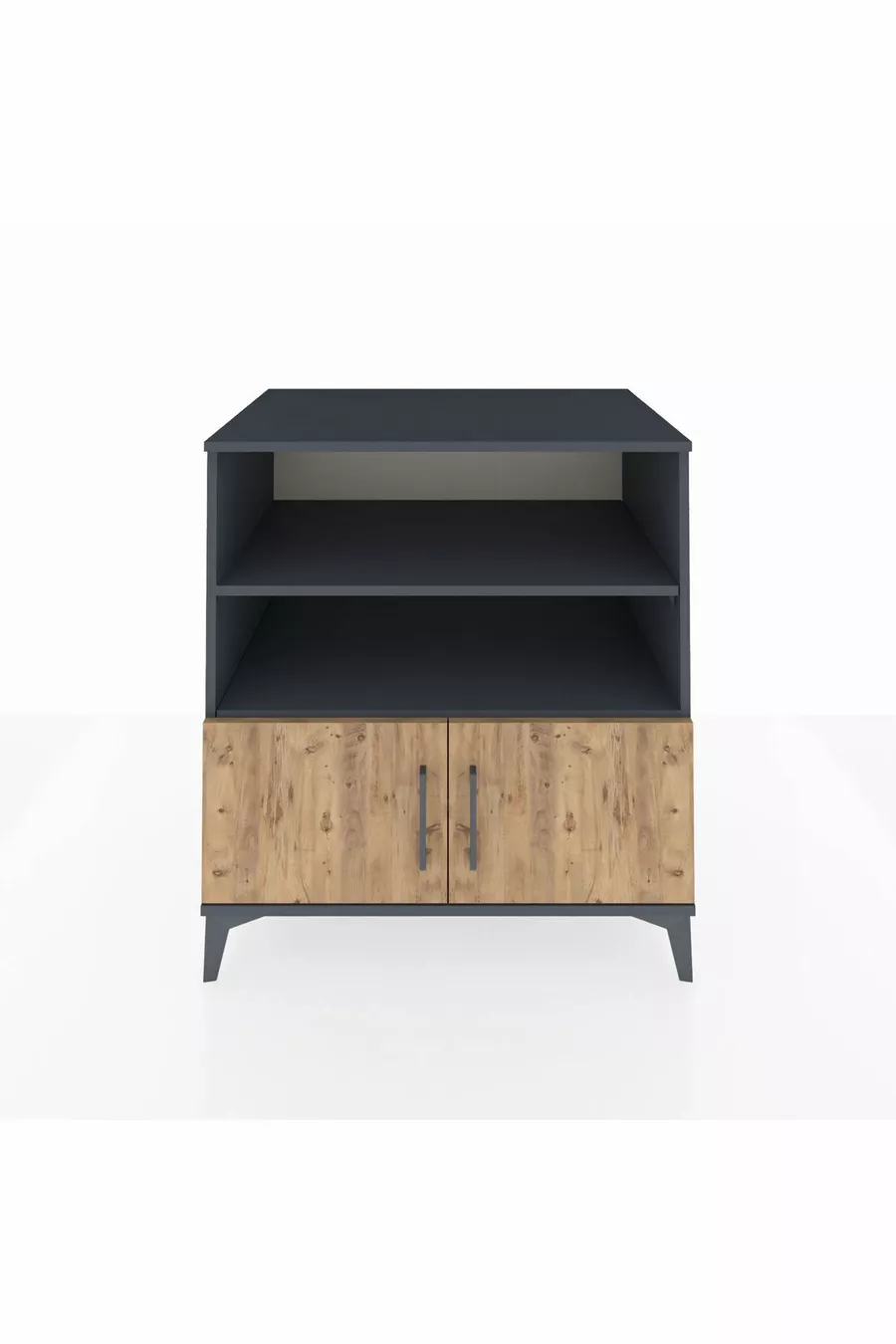 Commode Kronos 3 étagères 2 portes Anthracite-Sapin