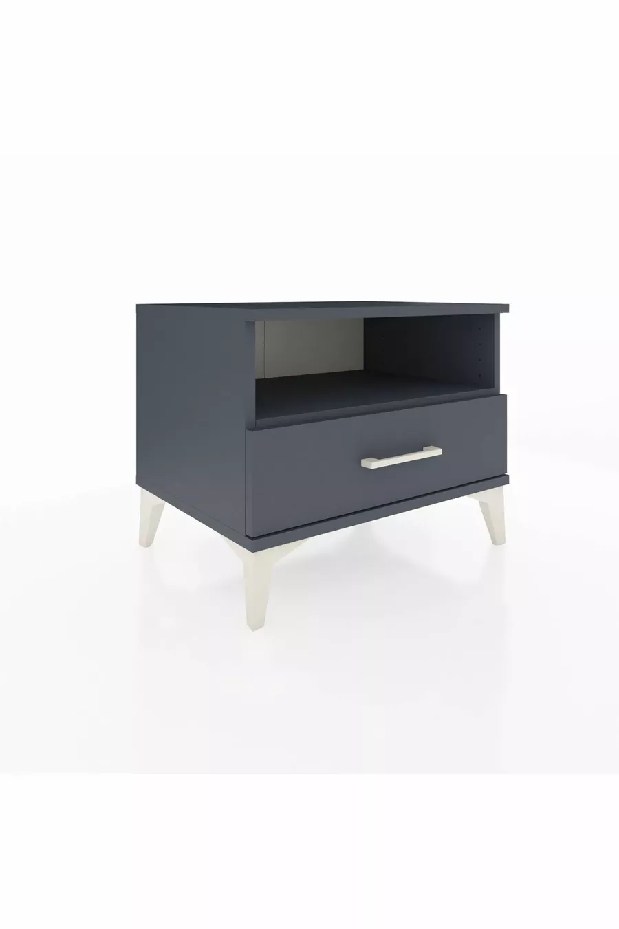 Hyperion Nightstand Single Shelf Single Drawer Anthracite-Anthracite