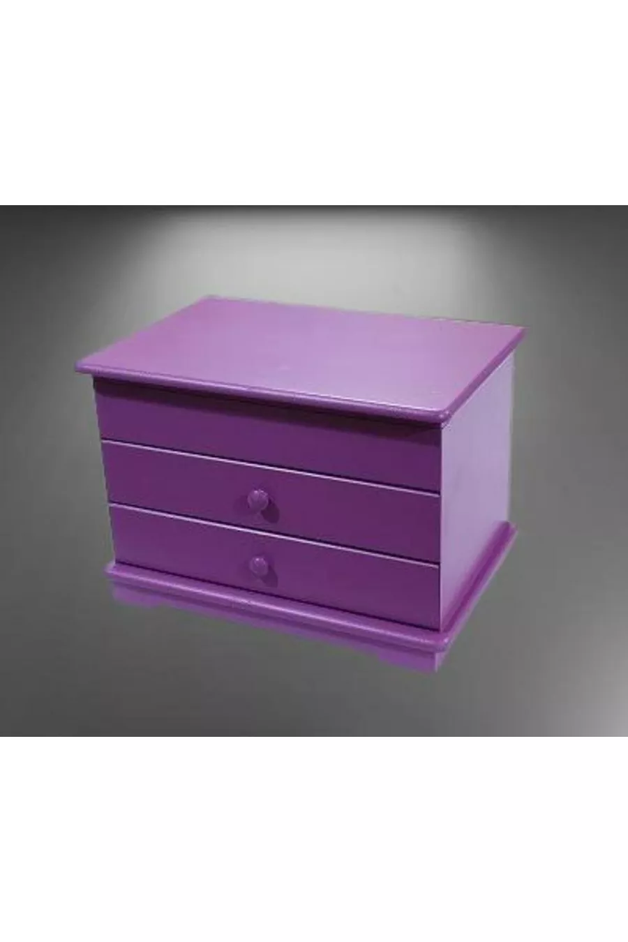 Hobi ERDL Bijoux Maquillage Commode 2 Tiroirs Miroir Brillant Violet Bois MDF Fait Main