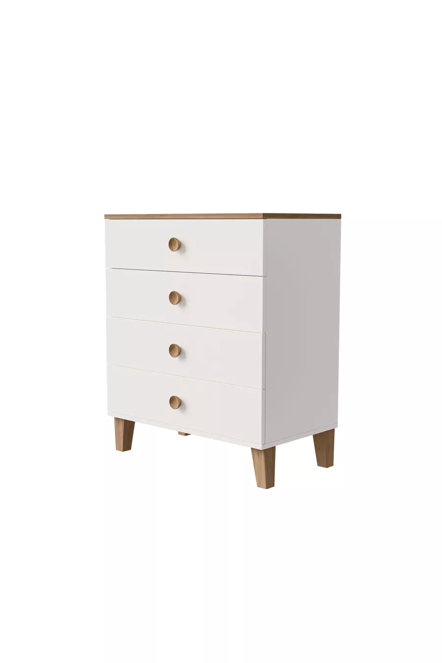 Vento 4-ladenkast met mand - Wit