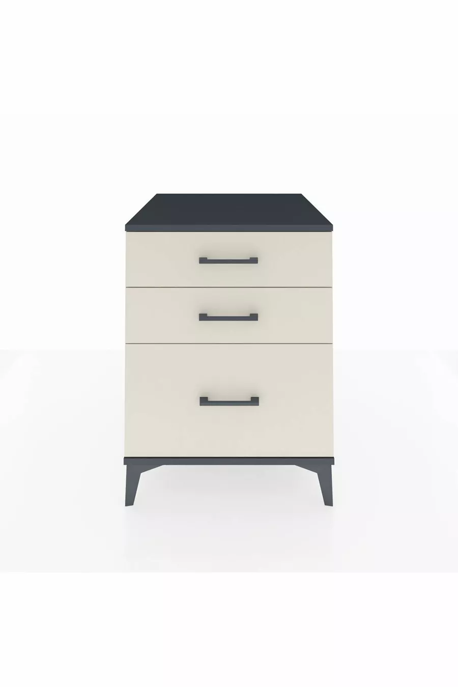 Table de chevet Kronos à 3 tiroirs Anthracite-Pierre de lune