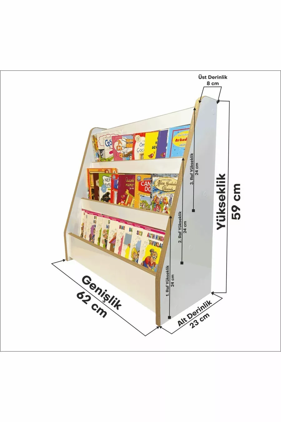 Melis Libreria a 3 Ripiani - Camera dei Giochi per Bambini e Neonati, Libreria Montessori Melis a 3 Ripiani