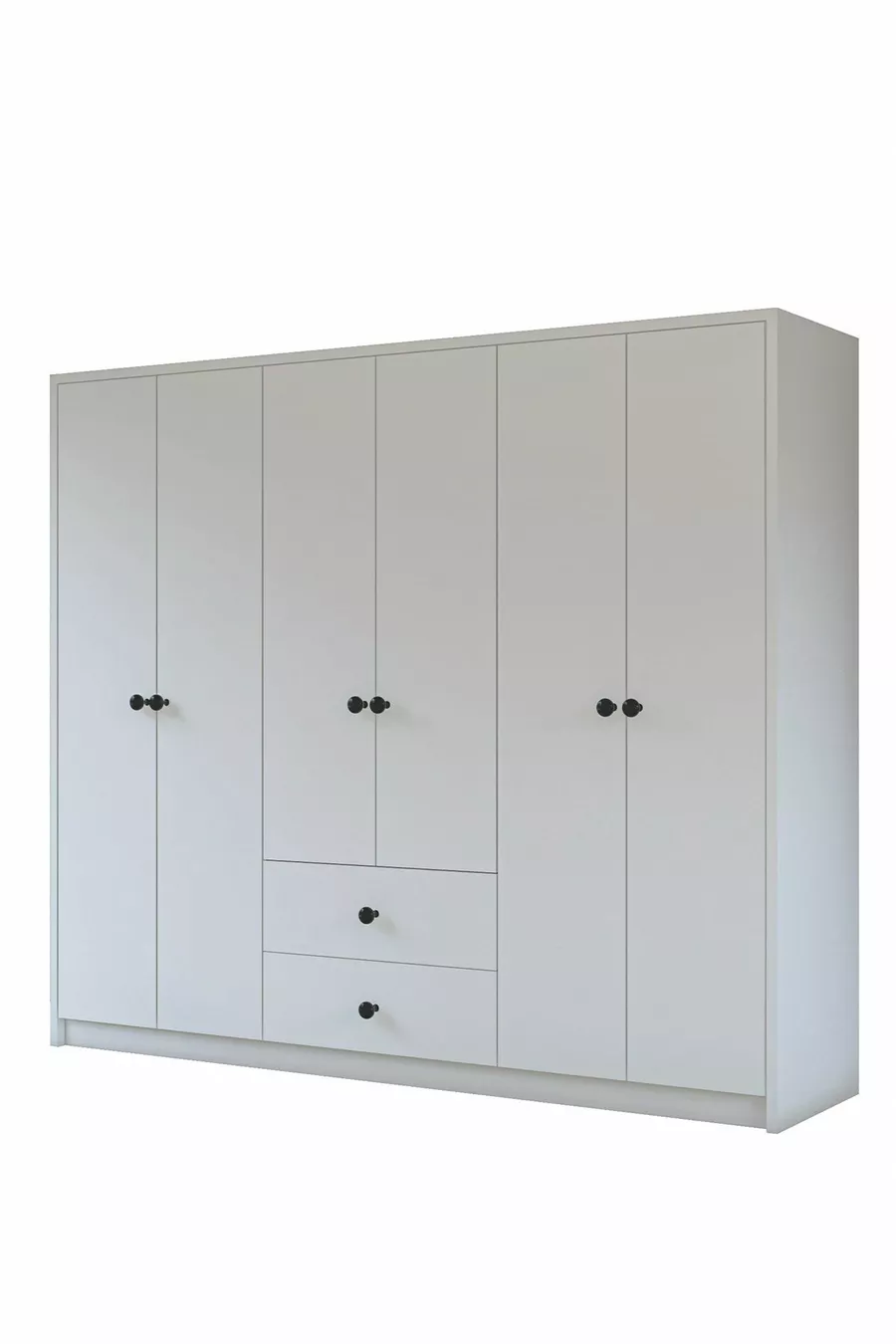 Gm  Deluxe Armoire 6 Portes 2 Tiroirs avec Poignées Bouton