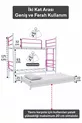 Lit superposé Trend Yavrulu compatible avec lit 3 personnes, métal rose foncé