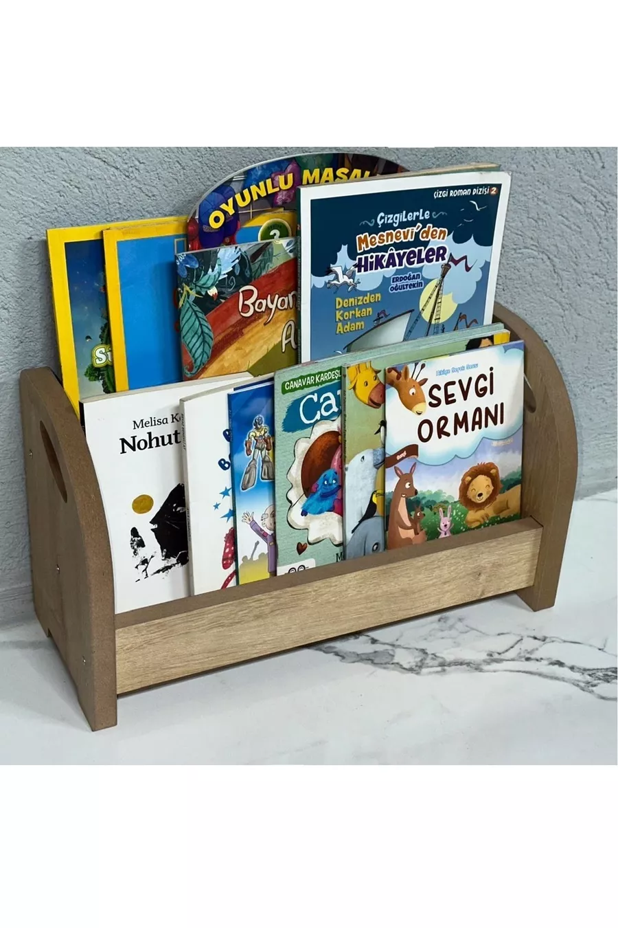 Bibliothèque Montessori en bois, très pratique