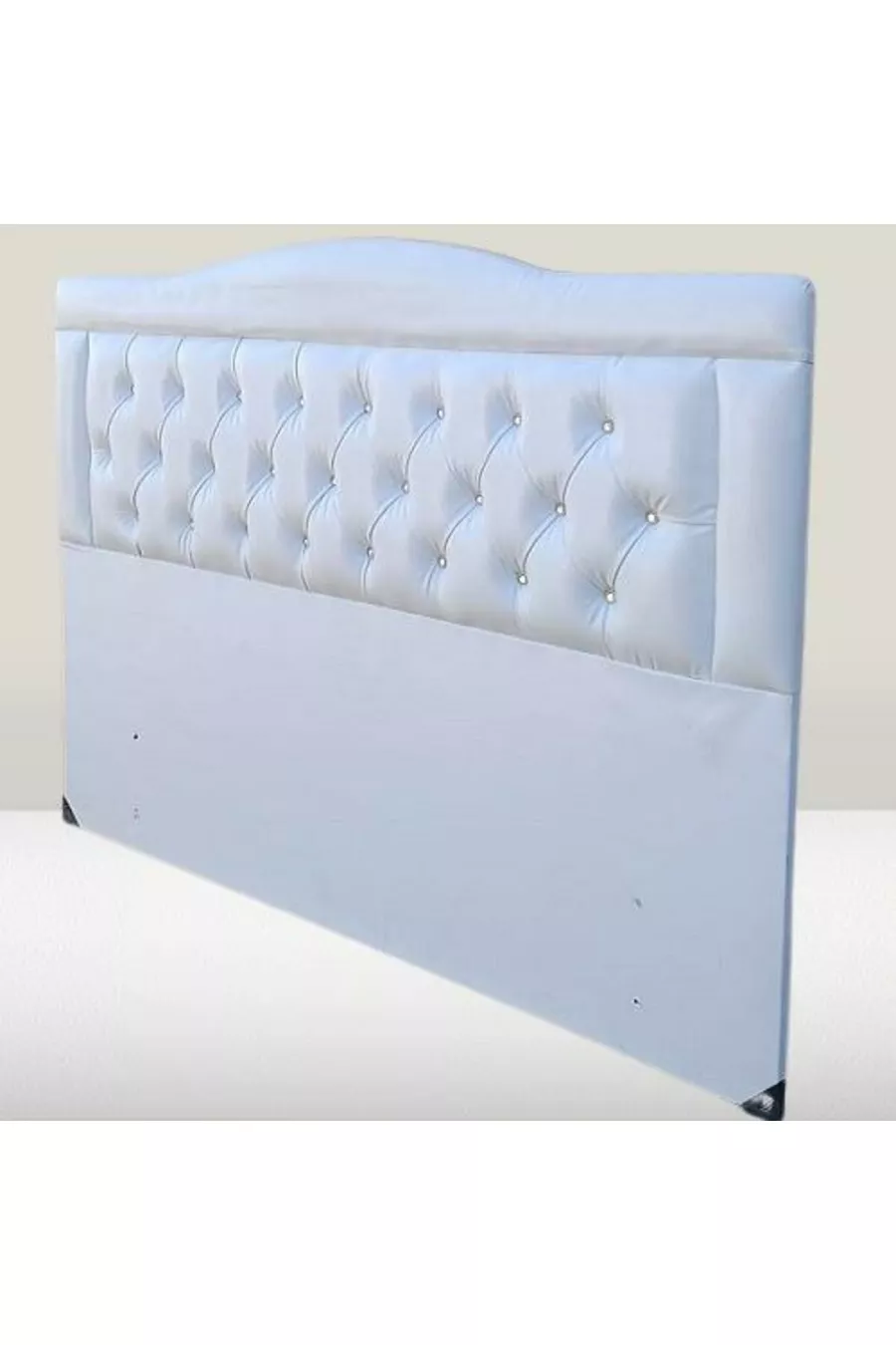 Titre Lit Double Modèle Cuir Synthétique Tissu Blanc Matelassé Rembourré Fait Main