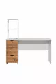 Bunk Bed, Litera Bunk Bed Wardrobe Desk, White-Dark Walnut 1 Comfort Mattress