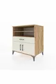 Commode Kronos 3 étagères 1 tiroir 2 portes Pin-Gris
