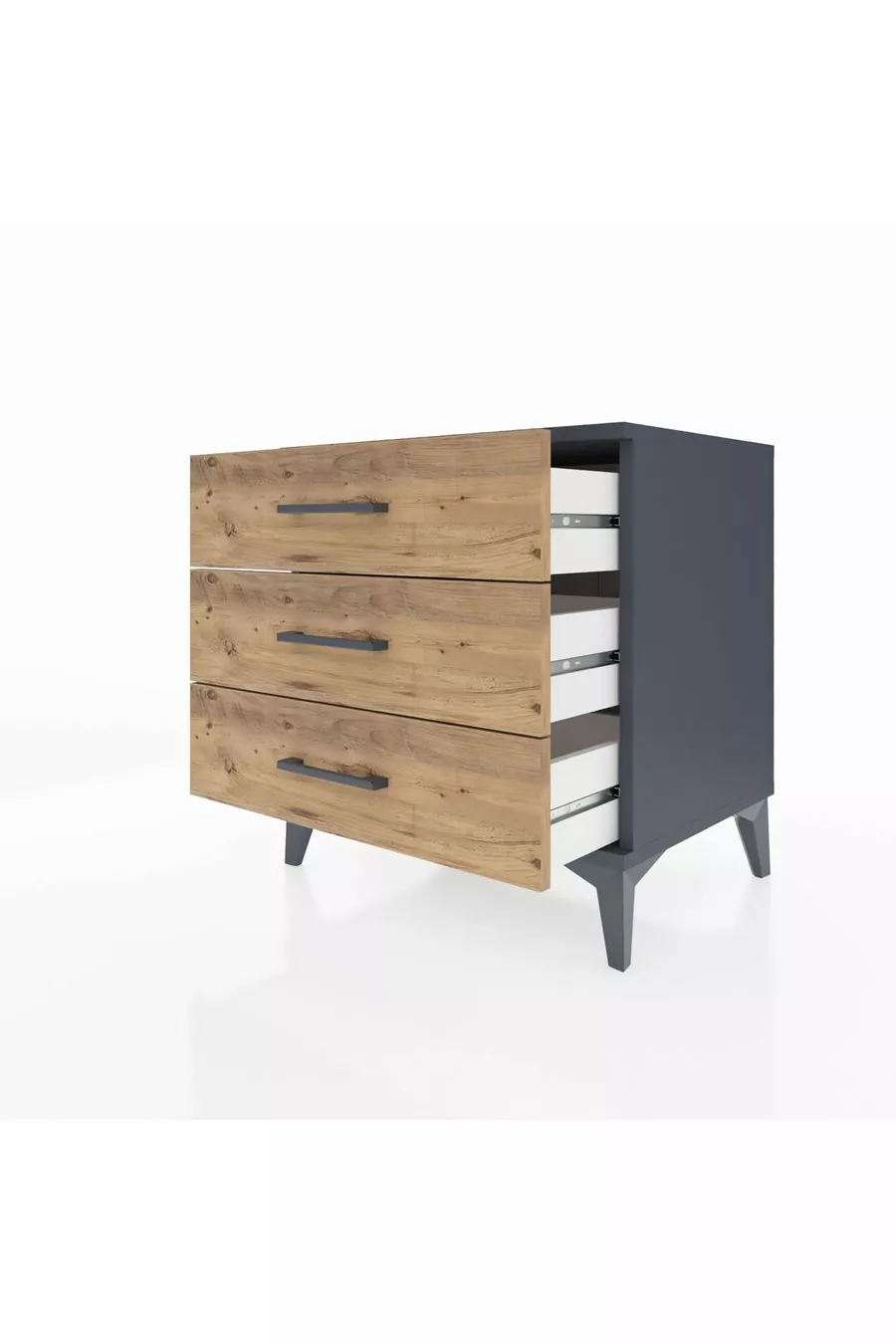 Commode Hyperion 3 tiroirs Anthracite-Cèdre