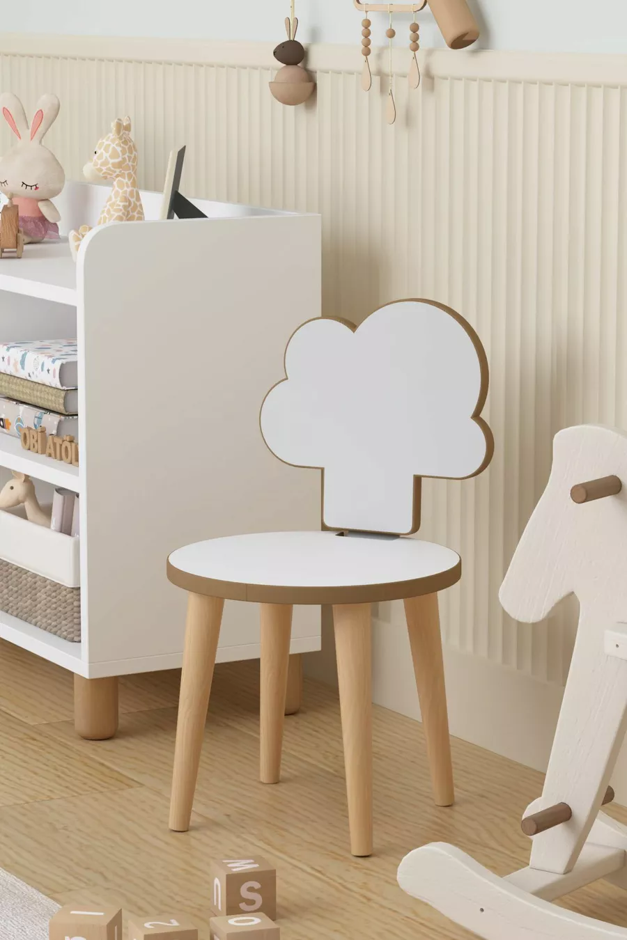 Aktivitätentisch mit Papierrolle Kinderarbeitstisch Spielzeugschrank
