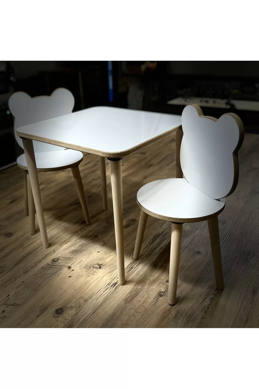 Weißes Panda Kinder Tisch- und Stuhlset Aktivitätstisch Schreibtisch 1 Tisch 2 Stühle
