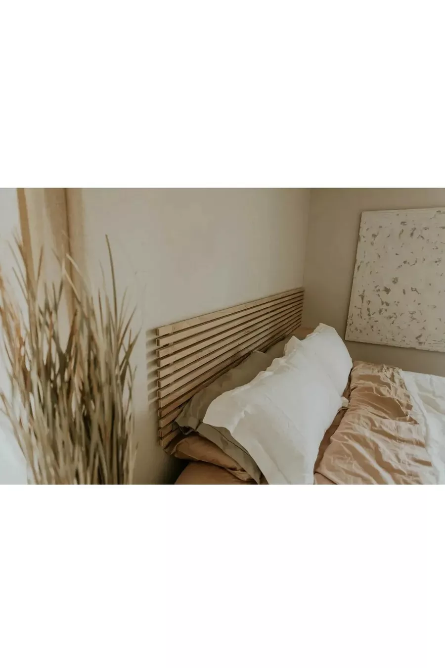 Tête de lit en bois massif naturel cm avec 2 étagères cm x cm Massif naturel - 2 étagères