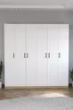 6 Kapaklı  Raflı Gardırop Elbise Dolabı 6 Kapaklı Gardırop Smyrna Safir Meşe Beyaz