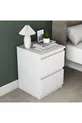 Table de chevet Rani pour chambre à coucher avec 2 tiroirs, blanche