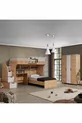 Lit superposé, Lit superposé Aura avec bureau et armoire à 3 portes, Noyer et blanc