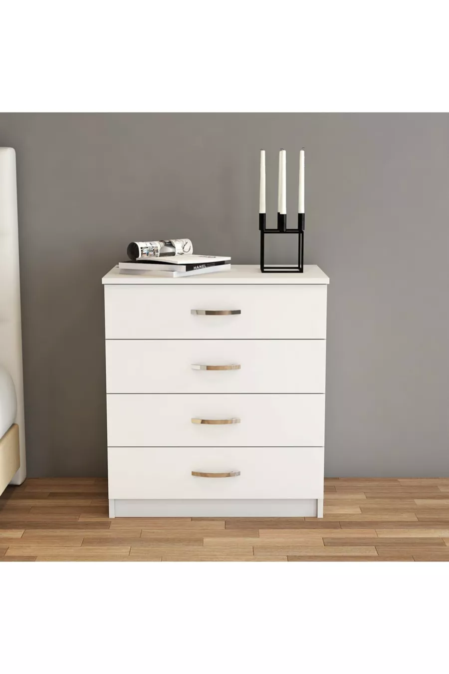 Commode blanche à 4 tiroirs - 