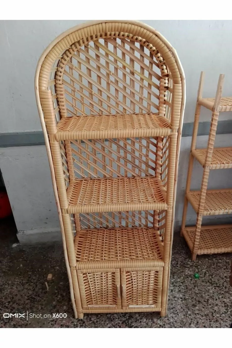 Plastic Wicker 4-Shelf 1-Door Bookcase