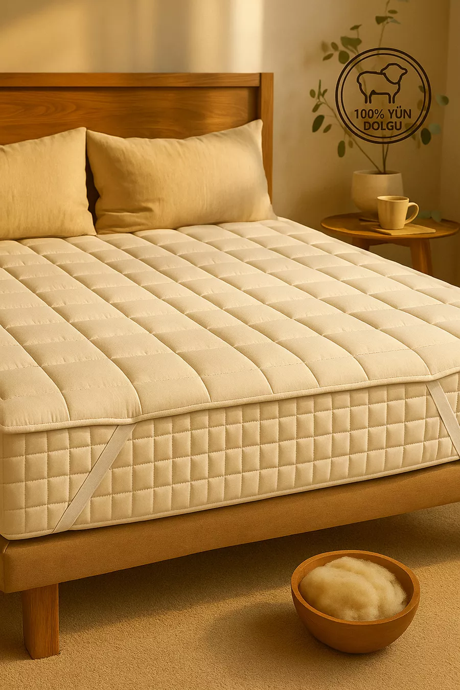Four-Corner Elastic Quilted Wool-Filled Sleep Pad