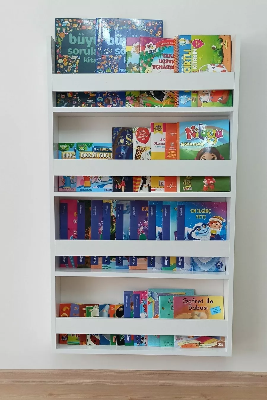 Bibliothèque Montessori & Bibliothèque pour chambre d'enfant & Bibliothèque éducative pour bébé à 4 étagères, blanche