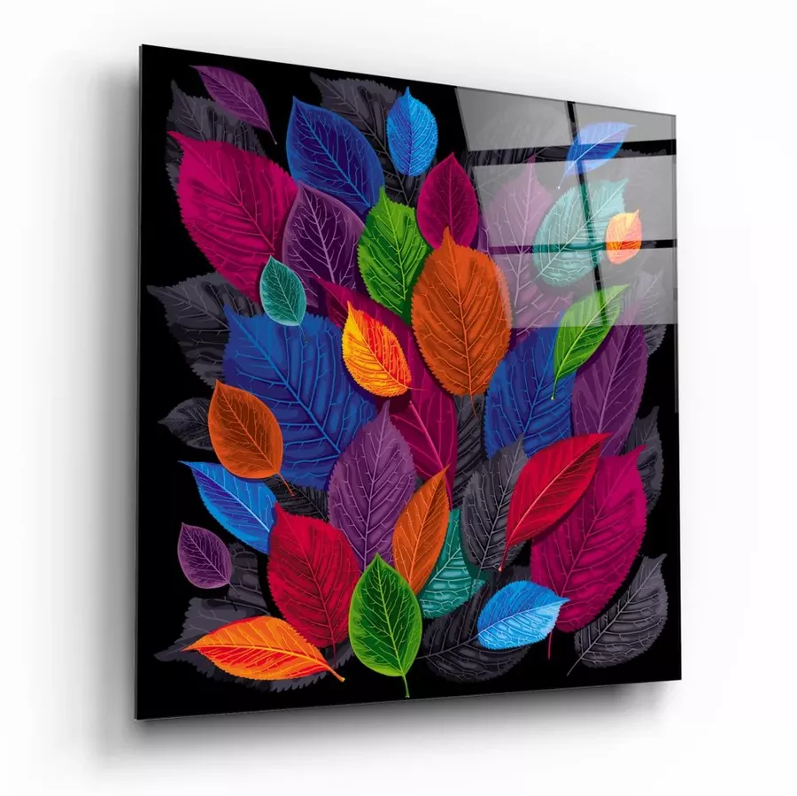 Peinture sur verre de feuilles colorées