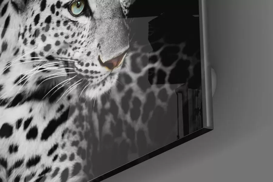 Peinture sur Verre Blanc Léopard