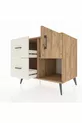 Commode Kronos avec une seule étagère, 2 tiroirs et une porte, pin-pin / pierre de lune
