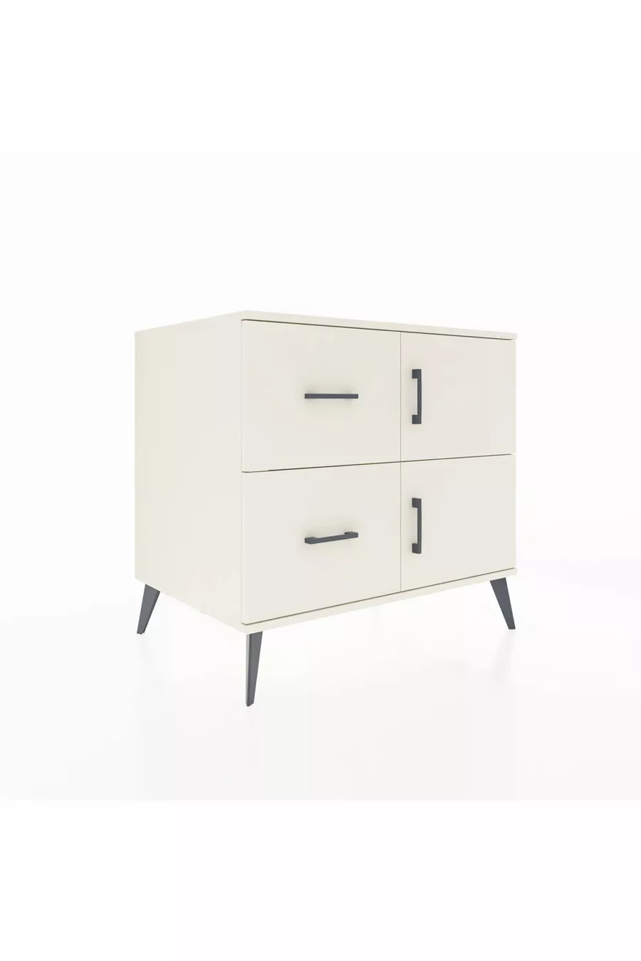 Commode Kronos avec une étagère, 2 tiroirs et 2 portes, Pierre de lune-Pierres de lune