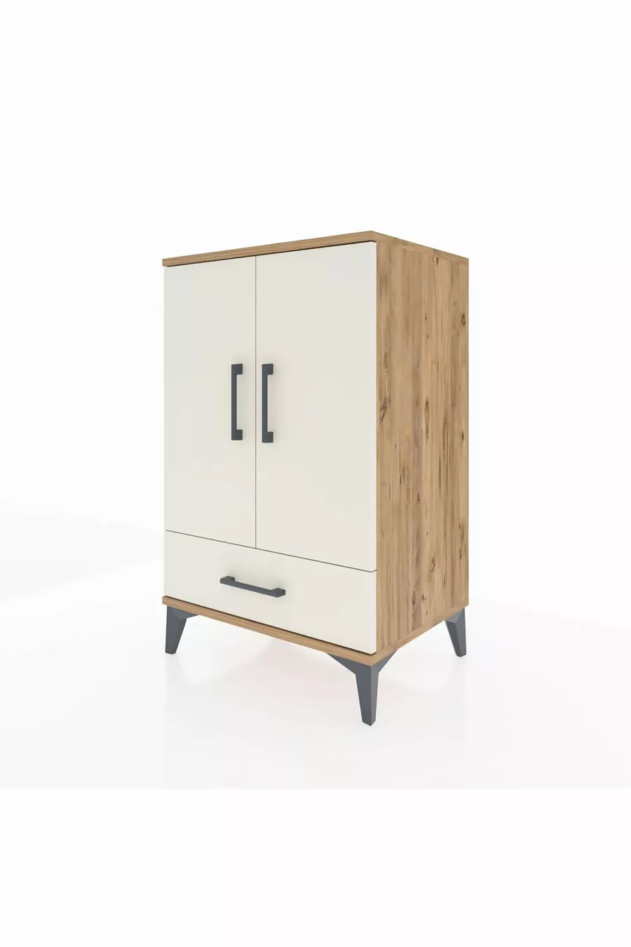 Hyperion Nightstand with 3 Shelves, 1 Drawer, 2 Doors, Pine-Agate