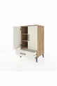 Hyperion Nightstand with 3 Shelves, 1 Drawer, 2 Doors, Pine-Agate