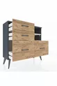 Arges Dresser 2 Shelves 4 Drawers Anthracite-Pebble/ Pine
