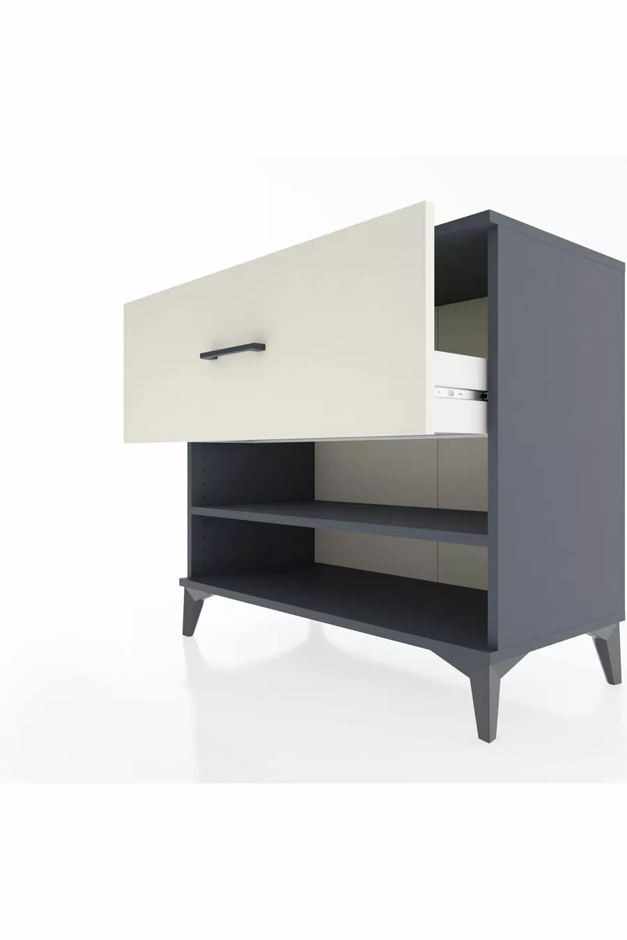 Commode Hyperion à une étagère et un tiroir, anthracite-ardoise