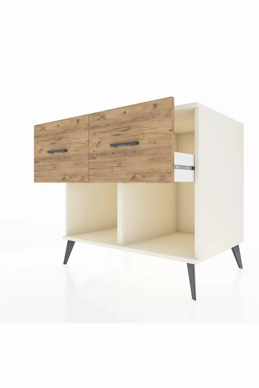 Commode Kronos 2 tiroirs Pierre de lune/Pin