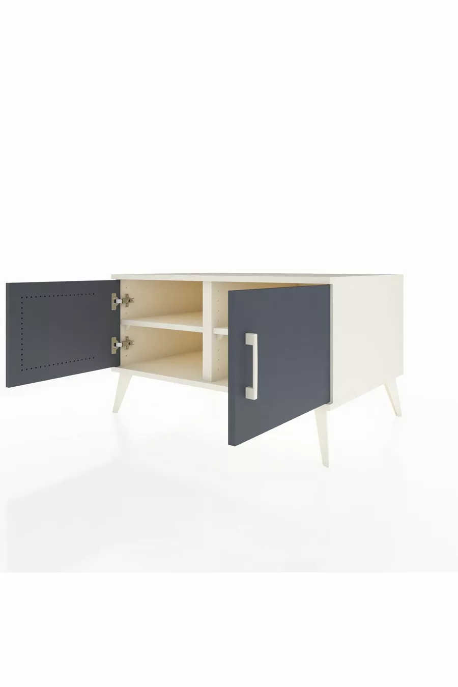 Commode Kronos 2 étagères 2 portes Pierre de lune-Anthracite/Pierre de lune